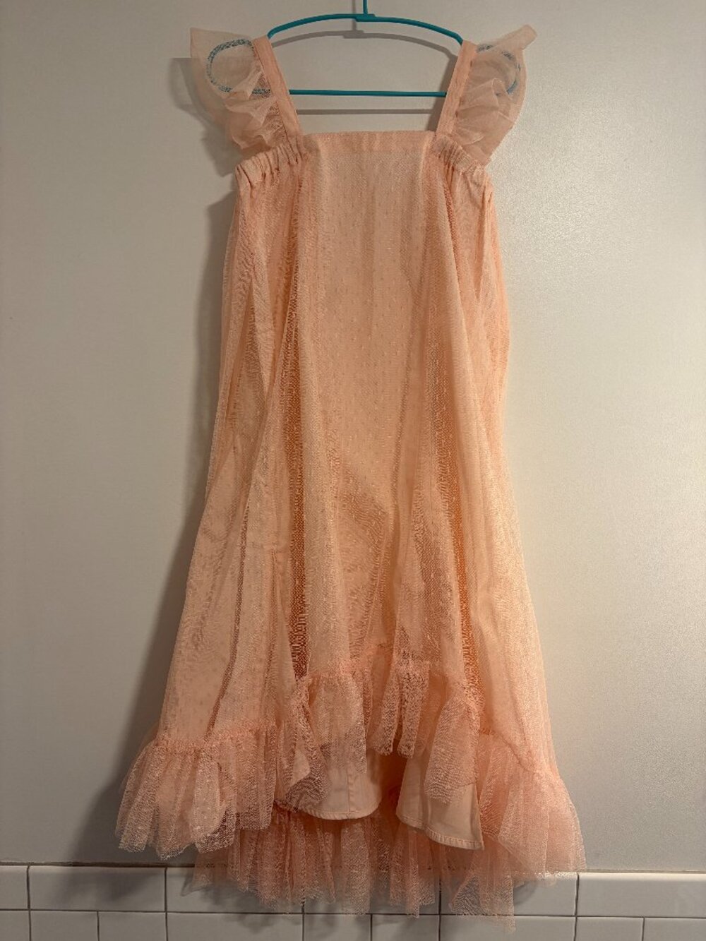 Bonpoint Rose colored gown with detailed tulle exterior NWT size 6
